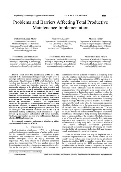 disadvantages of total productive maintenance|(PDF) Problems and Barriers Affecting Total Productive Maintena.